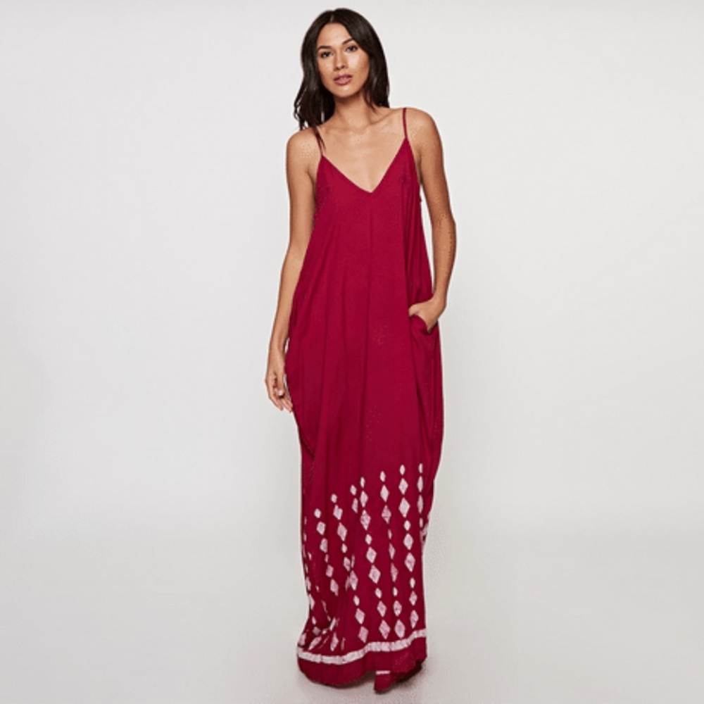 Lovestitch Burgundy Maxi Dress with White Accents
